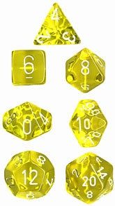 Chessex Translucent 7-Die Set Yellow w/White CHX23072