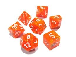 Chessex Translucent 7-Die Set Orange w/White CHX23073
