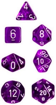 Chessex Translucent 7-Die Set Purple w/White CHX23077
