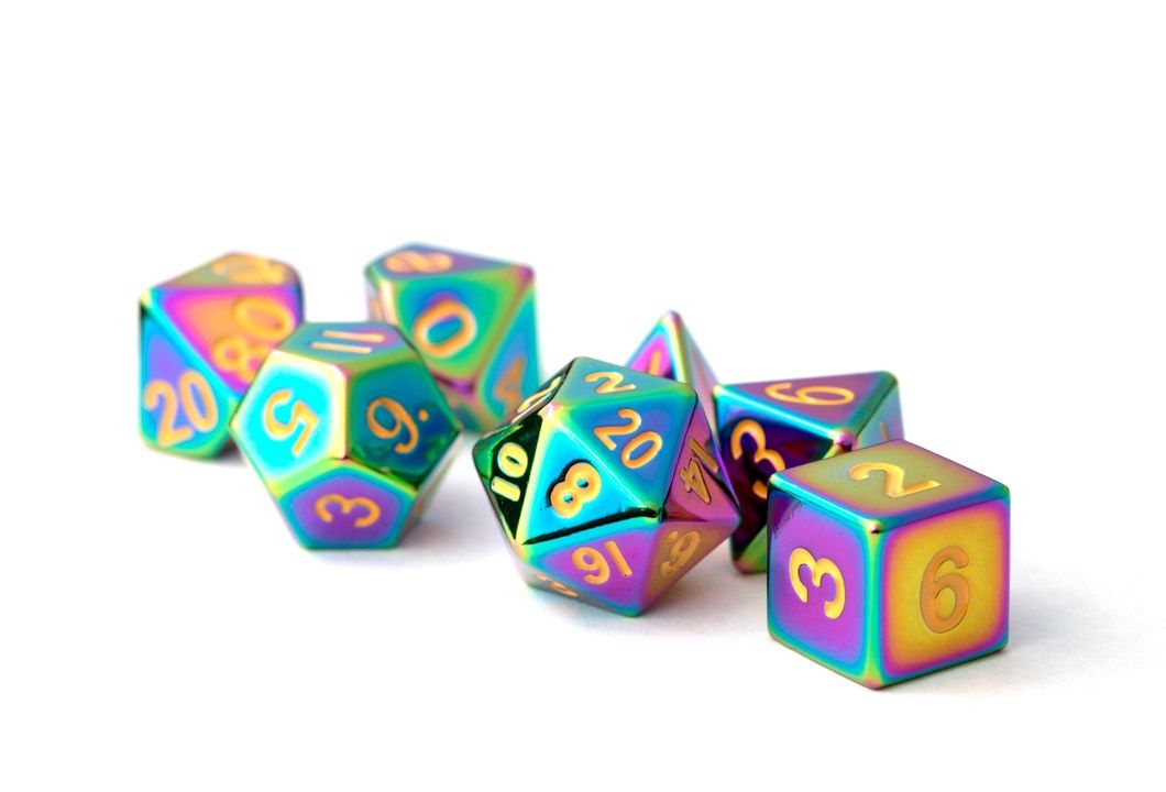 Fanroll Metal 7 Dice Set - Assorted, Colour: Torched Rainbow 16 MM