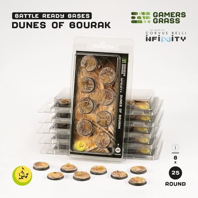 Gamers Grass Battle Ready Bases - Dunes of Bourak - Round 25mm (8x)