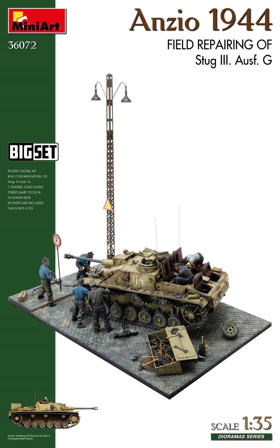 Anzio 1944. Field Repairing of Stug III. Ausf. G. Big Set 1/35 #36072 by MiniArt