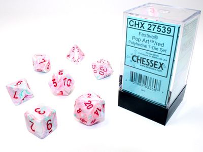 Chessex Festive 7-Die Set Pop Art /Red CHX27539