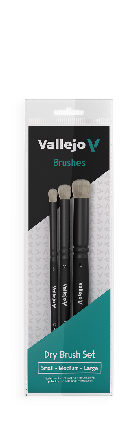 Vallejo Brush Set B07990 Dry Brush Set Natural Hair