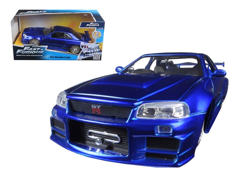 Jada Fast &amp; Furious Brian's 2002 Nissan Skyline R34 Blue 1/24 #97173