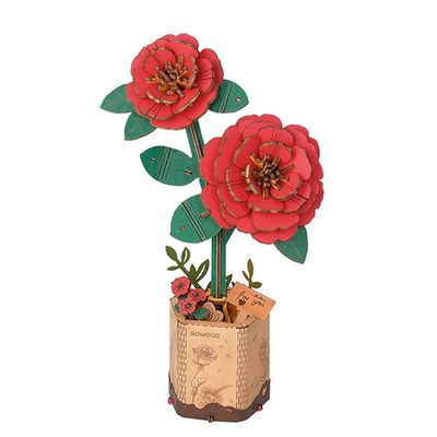 Rowood Wooden Bloom Craft Red Camellia