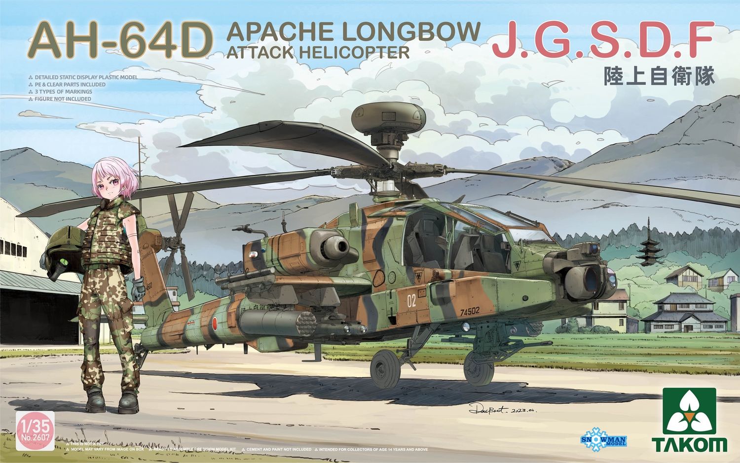 AH-64D Apache Longbow Attack Helicopter J.G.S.D.F 1/35 #2607 by Takom