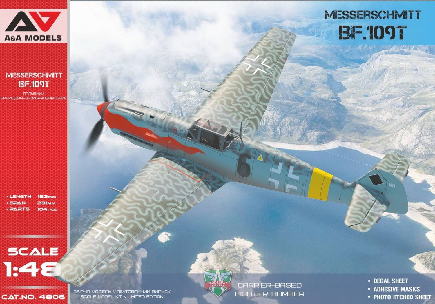 Messerschmitt Bf.109T( 5 camo schemes) 1/48 #4806 by A&amp;A Models