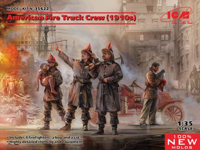 American Fire Truck Crew (1910s) (100% new molds) 1/35 #35622 by ICM