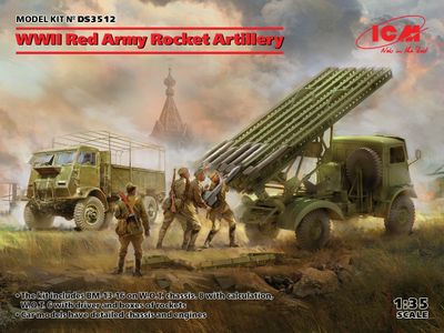 WWII Red Army Rocket Artillery (BM-13-16 on W.O.T. 8 chassis, Model W.O.T. 6, WWII Soviet BM-13-16 MLRS Vehicle Crew, RKKA Drivers (1943-1945)) 1/35 #DS3512 by ICM