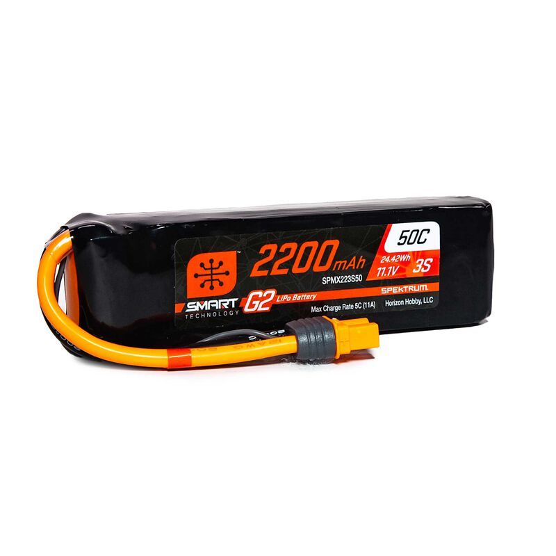 Spektrum RC 3S Smart G2 LiPo 50C Battery Pack (11.1V/2200mAh) w/IC3 Connector - SPMX223S50