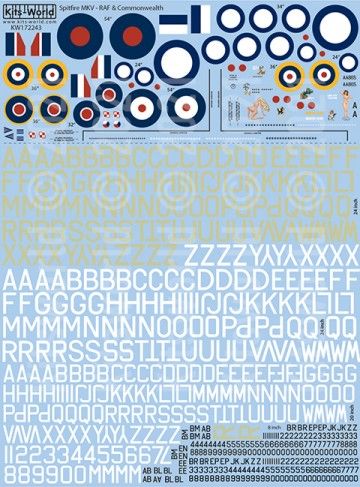 1/72 Spitfire Mk V RAF &amp; Commonwealth Nose-Art, Roundels, Fin-Flashes, Lettering &amp; Numbers