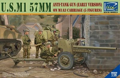 U.S. M1 57MM Anti-Tank Gun (Early Version) on M1A3 Carriage (5 Figures) 1/35 #RB35019 by Riich Models