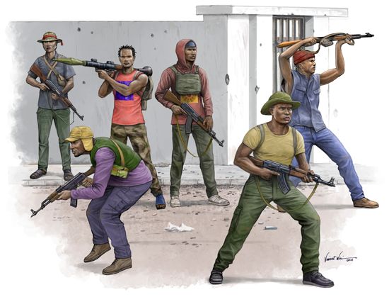African Freedom Fighters #00438 1/35 Figure Kits by Trumpeter