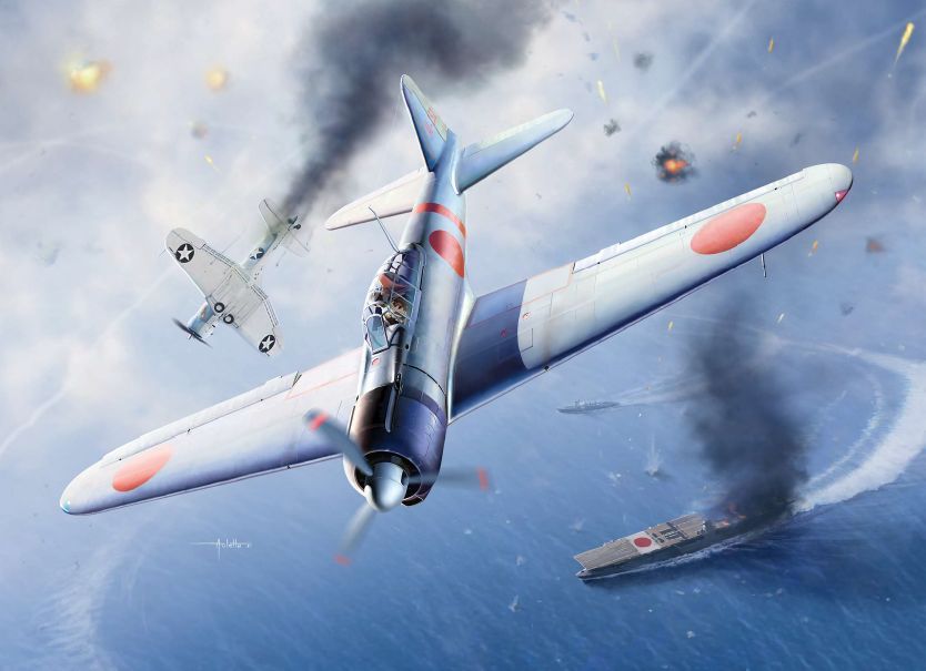 A6M2b Zero Fighter Model 21 "Battle of Midway" 1/48 #12352 by Academy