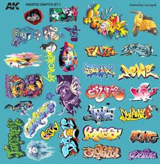 AK-9091 Interactive Assorted Graffiti Decals