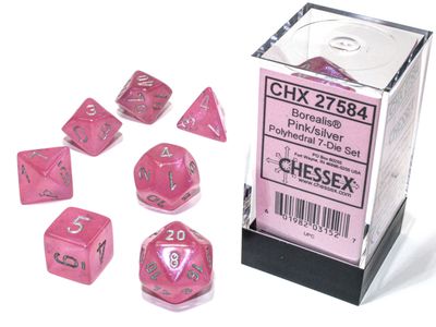 Chessex Borealis 7-Die Set Pink/Silver Luminary CHX27584