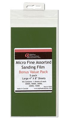 Alpha Abrasives Micro Fine Assorted Sanding Film 5pk 4x4" ALP202