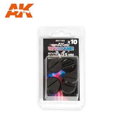 AK Interactive Plastic Wargame Bases Round Base With Lip - 25mm (10 Units) AK-1105
