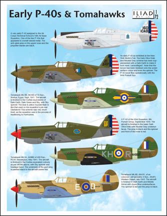 Early P-40 &amp; Tomahawk Decals 1/72 by Iliad Design
