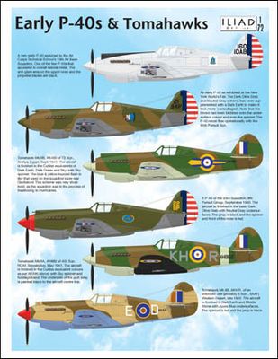 Early P-40 &amp; Tomahawk Decals 1/72 by Iliad Design