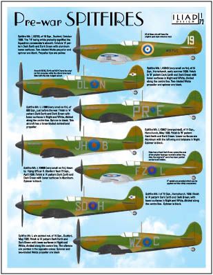 Pre-War Spitfire Decals 1/72 by Iliad Design