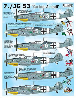 Bf 109G-6 "Cartoon" Aircraft Decals 1/48 by Iliad Design