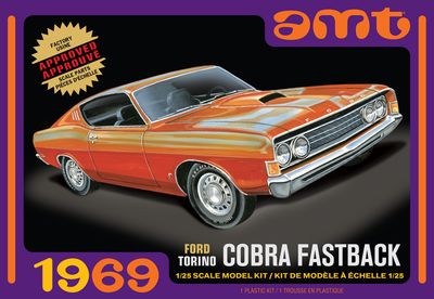 1969 Ford Torino Cobra Fastback 1/25 Model Car Kit #1217 by AMT