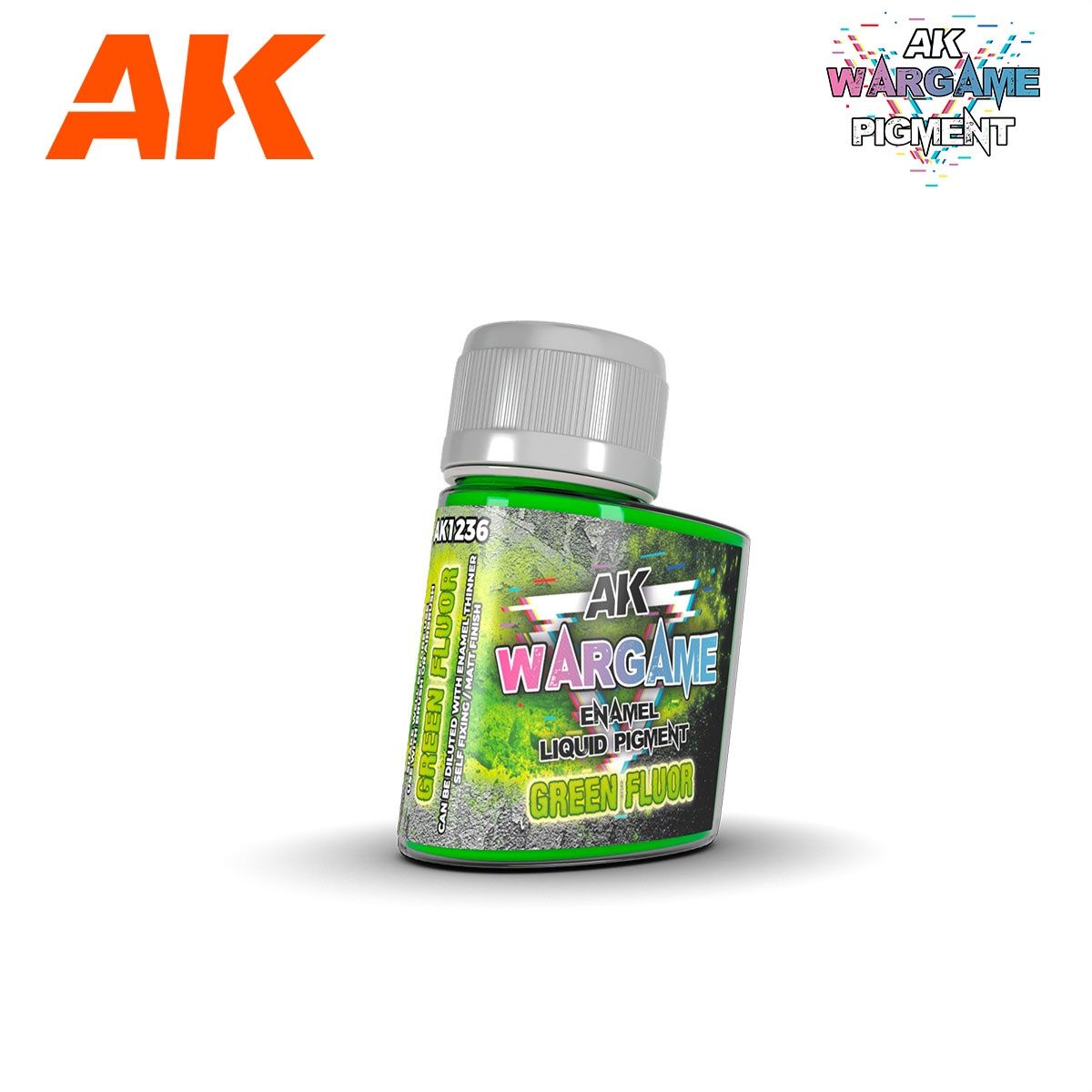 AK Interactive Wargame Enamel Liquid Pigments - Assorted Colours 35ml, Colour: Fluorescent Green AK-1236