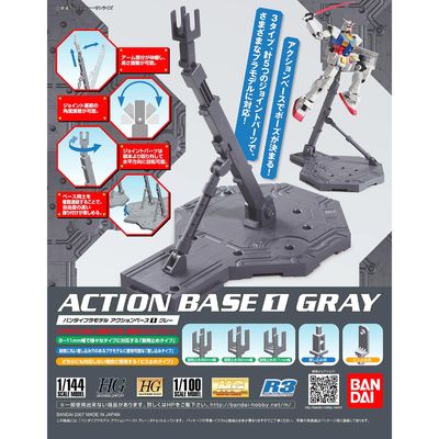 Action Base 1 (Gray) 1/100 Gunpla Stand #5059255 by Bandai