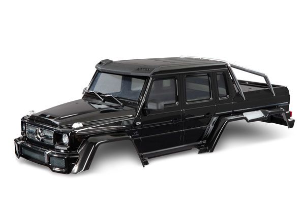 TRA8825R Body, Mercedes-Benz G 63, complete (gloss black metallic) (includes grille, side mirrors, door handles, &amp; windshield wipers)