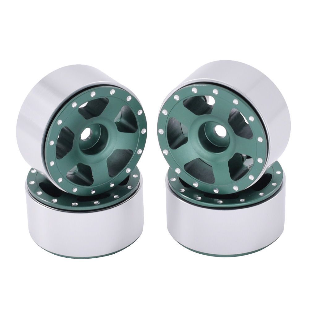 Hobby Details 1.0" Aluminum Starfish Beadlock Wheels - Assorted Colours, Colour: Green HDTSCX24-46B