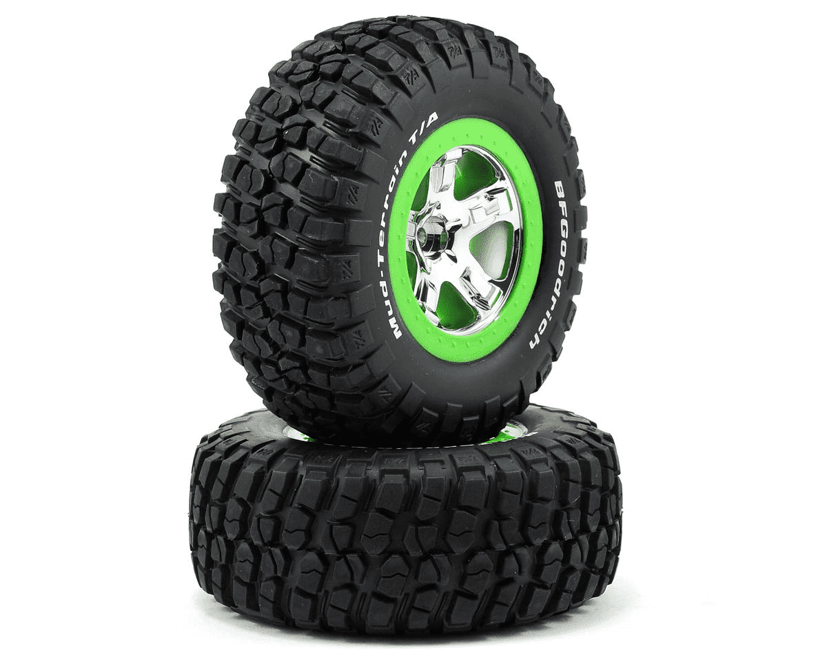 TRA5865 Tires and Wheels Chrome, green beadlock wheel, BF Goodrich Mud-Terrain T/A TRA5865