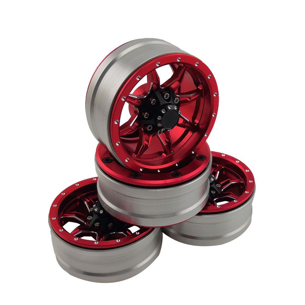Hobby Details 1.9" Aluminum Wheels Spider (4) - Assorted Colours HDTCW01901, Colour: Red HDTCW01901A