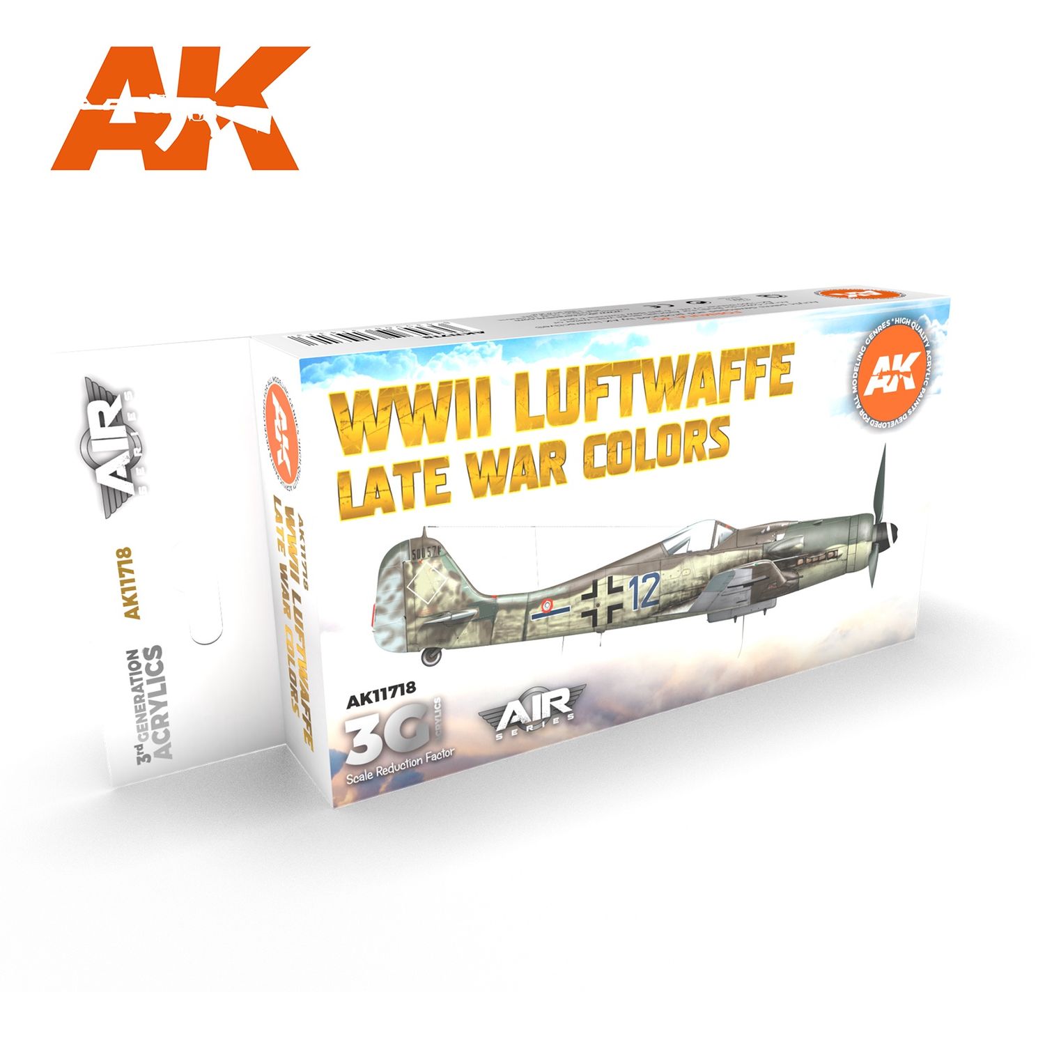 AK Interactive Paint Set 3G Acrylics (17mL) 6 Colour Special, Style: AK-11718 WWII Luftwaffe Late War Colors SET