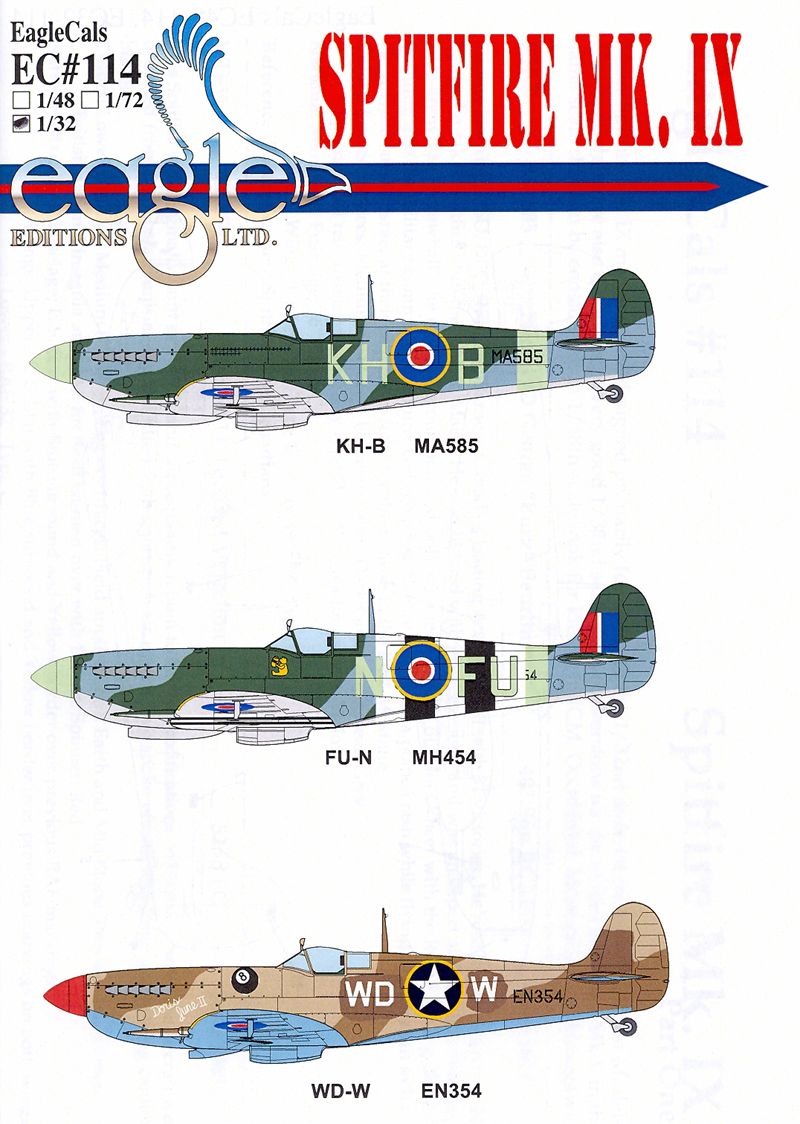 Eagle Editions Decal Set 1/32 Spitfire Mk. IX Part 1 - EC114-32