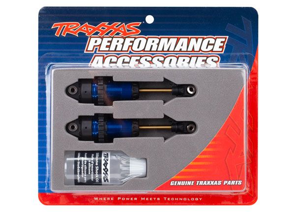 TRA7461 Shocks, GTR Long - Blue Anodized, PTFE-Coated Bodies with TiN shafts (fully assembled, without springs) (2)
