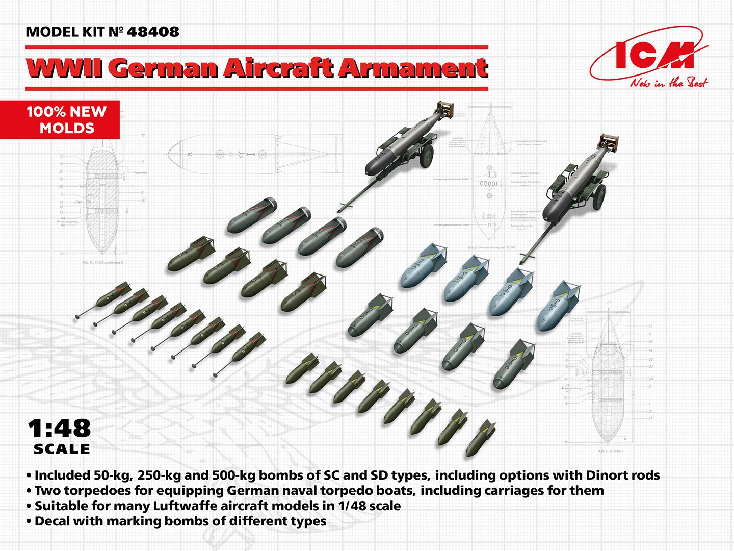 WWII German Aircraft Armament 1/48 #48408 by ICM
