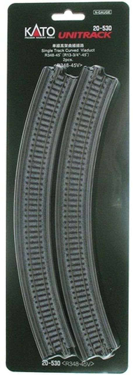 UniTrack N Curved Single Track Viaduct Track R13 3/4" - 45° 2 Pieces