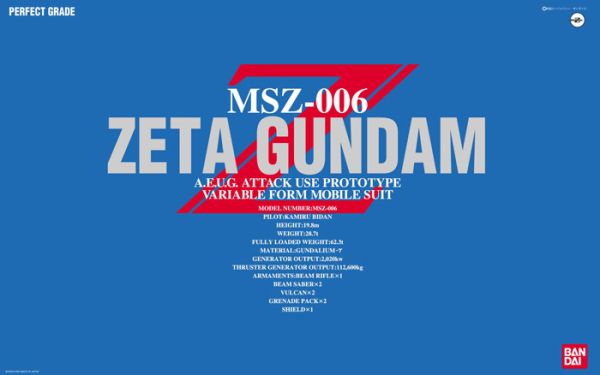 PG 1/60 MSZ-006 Zeta Gundam #5064233 by Bandai