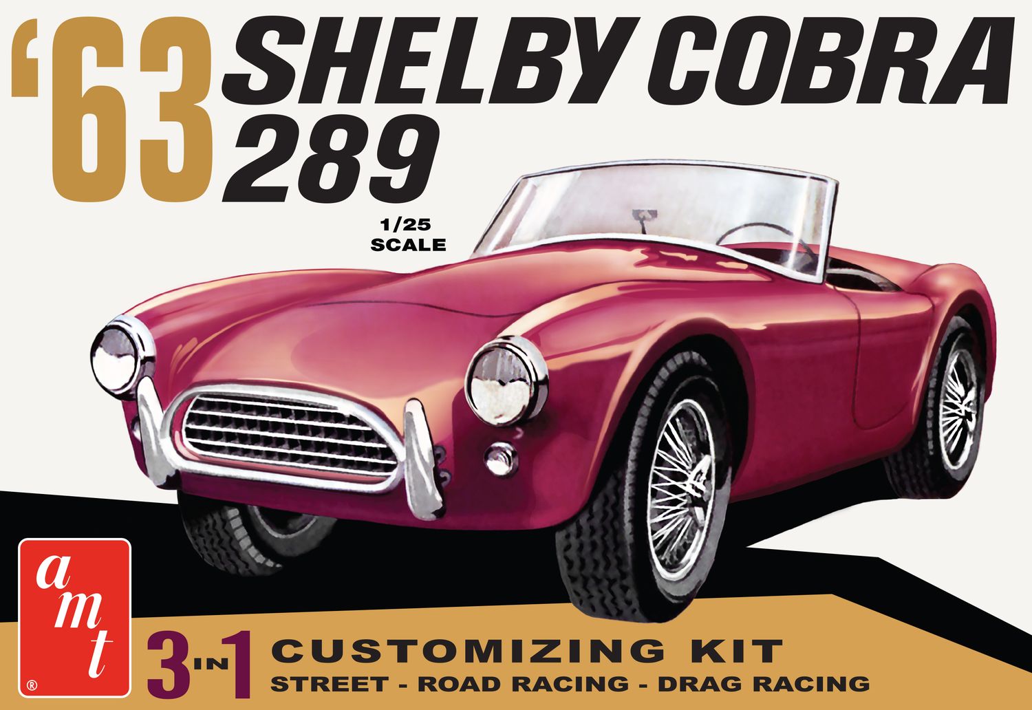 1963 Shelby Cobra 289 1/25 Model Car Kit #1319 by AMT