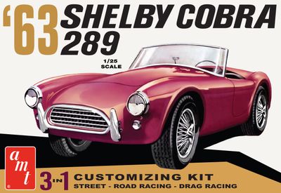 1963 Shelby Cobra 289 1/25 Model Car Kit #1319 by AMT