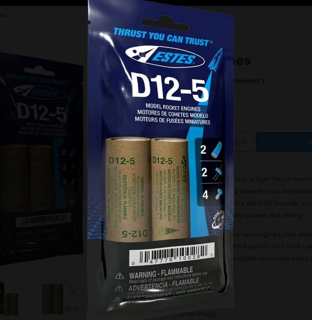 Estes D12-5 Single Stage (2/PK)