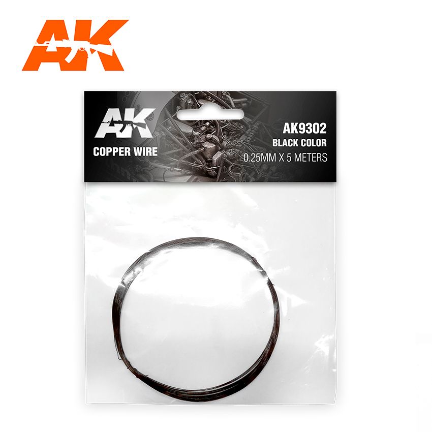 AK Interactive Copper Wire, Size: AK-9302 0.25mm X 5 Meters Black
