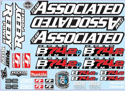 Team Associated RC10B74.2 Decal Sheet - ASC92356