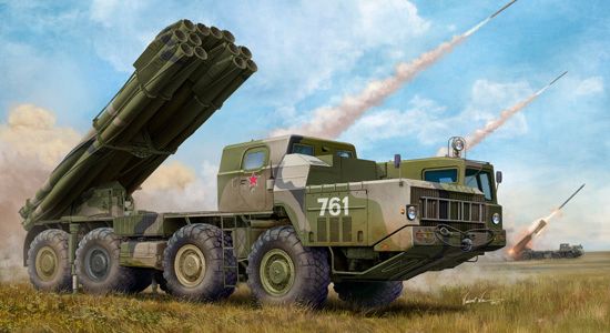 Russian 9A52-2 Smerch-M multiple rocket launcher of RSZO 9k58 Smerch MRLS 1/35 by Trumpeter