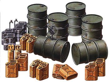 Military Miniatures German Fuel Drum Set 1/35 #35186 Detail Kit by Tamiya