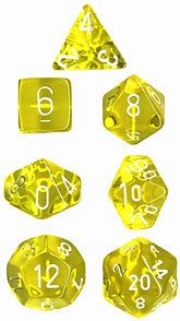 Chessex Translucent 7-Die Set Yellow w/White CHX23072