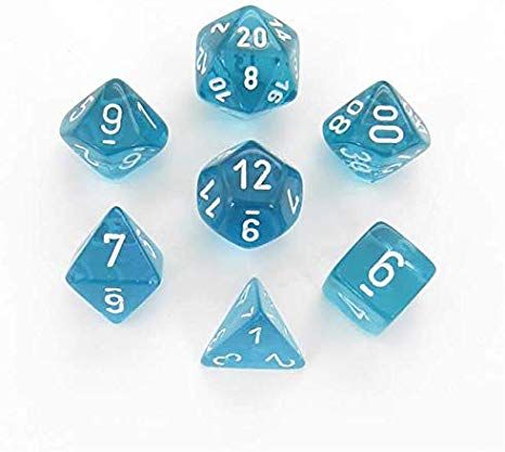 Chessex Translucent 7-Die Set Teal w/White CHX23085