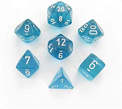 Chessex Translucent 7-Die Set Teal w/White CHX23085